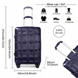 K2292L - Kono 24 Inch Lightweight Hard Shell ABS Suitcase With TSA Lock - Navy