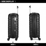 K2091L - Kono Multi Texture Hard Shell PP Suitcase 3 Pieces Set - Classic Collection - Black