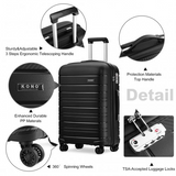 K2091L - Kono Multi Texture Hard Shell PP Suitcase 3 Pieces Set - Classic Collection - Black