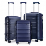 K2091L - Kono Multi Texture Hard Shell PP Suitcase 3 Pieces Set - Classic Collection - Navy