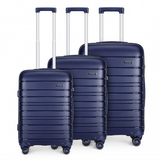 K2091L - Kono Multi Texture Hard Shell PP Suitcase 3 Pieces Set - Classic Collection - Navy