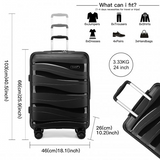 K2094L - Kono 24 Inch Lightweight Polypropylene Hard Shell Suitcase With TSA Lock - Black