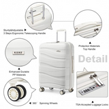 K2094L - Kono 28 Inch Lightweight Polypropylene Hard Shell Suitcase With TSA Lock - Cream White