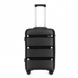 K2092L - Kono 20 Inch Bright Hard Shell PP Carry-On Suitcase In Cabin Size - Black