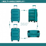 K2092L - Kono 20 Inch Bright Hard Shell PP Carry-On Suitcase In Cabin Size - Blue/Green