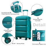 K2092L - Kono 20 Inch Bright Hard Shell PP Carry-On Suitcase In Cabin Size - Blue/Green