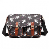 L1107 UN - Miss Lulu Matte Oilcloth Unicorn Satchel - Black