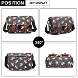 L1107 UN - Miss Lulu Matte Oilcloth Unicorn Satchel - Black