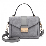 LB6872 - Miss Lulu Matte PU Leather Midi Handbag Cross Body Bag - Grey