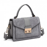 LB6872 - Miss Lulu Matte PU Leather Midi Handbag Cross Body Bag - Grey