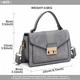 LB6872 - Miss Lulu Matte PU Leather Midi Handbag Cross Body Bag - Grey