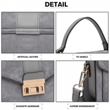 LB6872 - Miss Lulu Matte PU Leather Midi Handbag Cross Body Bag - Grey