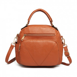 LB6907 - Miss Lulu Bowler Style Shoulder Bag - Brown