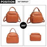 LB6907 - Miss Lulu Bowler Style Shoulder Bag - Brown