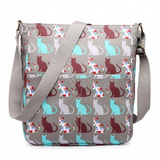 LC1644CT - Miss Lulu Regular Matte Oilcloth Square Bag Cat Grey