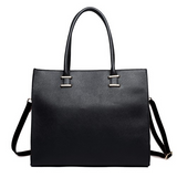 L1509 - Miss Lulu Leather Look Classic Square Shoulder Bag Black