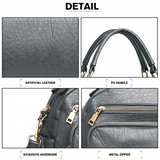 LB6907 - Miss Lulu Bowler Style Shoulder Bag - Grey