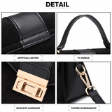 LB6872 - Miss Lulu Matte PU Leather Midi Handbag Cross Body Bag - Black