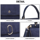 LB6871-MISS LULU STYLISH LADIES LEATHER HANDBAG SHOULDER BAG NAVY