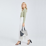 LB2008 - Miss Lulu Contrast Panel Shoulder Bag - Grey