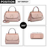 LB6871-MISS LULU STYLISH LADIES LEATHER HANDBAG SHOULDER BAG PINK