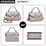 LB2033 - Miss Lulu Leather Look Midi Handbag - Grey