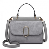 LB6871-MISS LULU STYLISH LADIES LEATHER HANDBAG SHOULDER BAG GREY