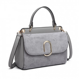 LB6871-MISS LULU STYLISH LADIES LEATHER HANDBAG SHOULDER BAG GREY