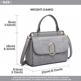 LB6871-MISS LULU STYLISH LADIES LEATHER HANDBAG SHOULDER BAG GREY