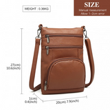 LB6927 - Miss Lulu Multi Pocket Leather Look RFID-Blocking Cross Body Bag - Brown