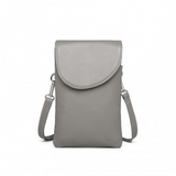 LB2140 - Miss Lulu Touch Screen Genuine Leather Small Crossbody Bag - Grey