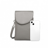 LB2140 - Miss Lulu Touch Screen Genuine Leather Small Crossbody Bag - Grey