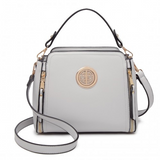 LB2126 - Miss Lulu Leather Look Practical Crossbody Bag - Grey