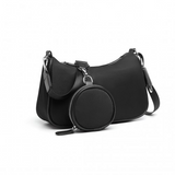 LB2060 - Miss Lulu Cross-Body Handbag with a Detachable Pouch - Black