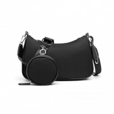 LB2060 - Miss Lulu Cross-Body Handbag with a Detachable Pouch - Black