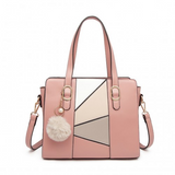 LG2051 - Miss Lulu Colour Block Cross-Body Handbag - Pink