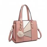 LG2051 - Miss Lulu Colour Block Cross-Body Handbag - Pink