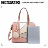 LG2051 - Miss Lulu Colour Block Cross-Body Handbag - Pink