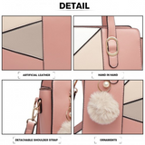 LG2051 - Miss Lulu Colour Block Cross-Body Handbag - Pink