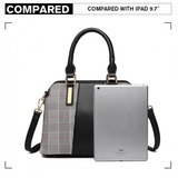 LG2001 - Miss Lulu Gingham Plaid Panel Shoulder Bag - Black