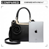 LG1847 - MISS LULU PU LEATHER ROSE HANGING ORNAMENT HANDBAG - BLACK