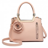 LG1847 - MISS LULU PU LEATHER ROSE HANGING ORNAMENT HANDBAG - PINK