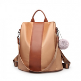 LG1903 - Miss Lulu Two Way Backpack Shoulder Bag with Pom Pom Pendant - Brown