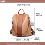 LG1903 - Miss Lulu Two Way Backpack Shoulder Bag with Pom Pom Pendant - Brown