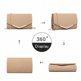 LH1756 - Miss Lulu Leather Look Envelope Clutch Bag - Beige