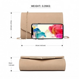 LH1756 - Miss Lulu Leather Look Envelope Clutch Bag - Beige