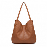 LH2230 - Miss Lulu Soft Leather Multiple Pocket Tote Shoulder Bag - Brown