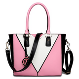 LG1641 - Miss Lulu Leather Look V-Shape Shoulder Handbag - Pink