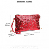 LH1765 - Miss Lulu Sequins Clutch Evening Bag - Red