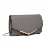 LH2064 - Miss Lulu Vegan Envelope Clutch Bag - Grey